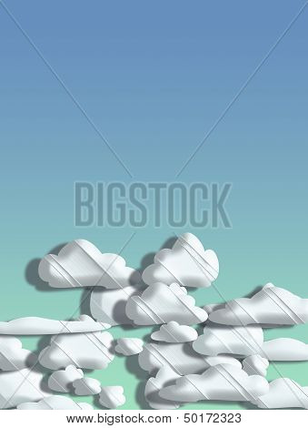 3D Clouds And Blue Background
