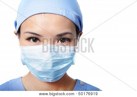 Portrait Of Serious Woman Doctor Face