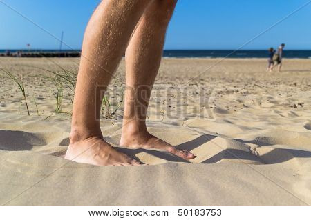 Beach Sea Sand Legs Closeup
