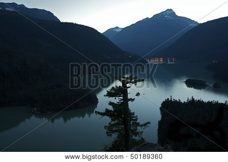 Diablo Lake At Dusk