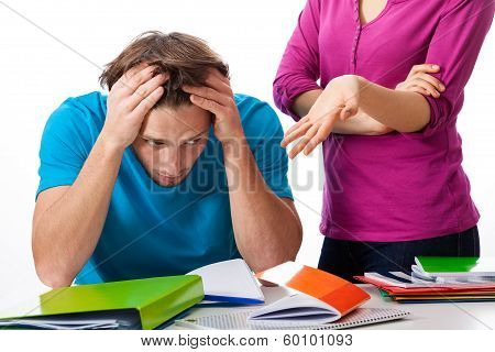 Unsuccessful Student With His Teacher