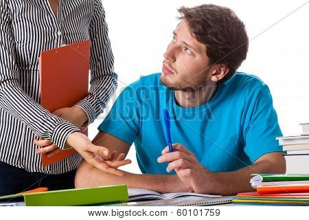 Lazy Student Being Warned By A Teacher