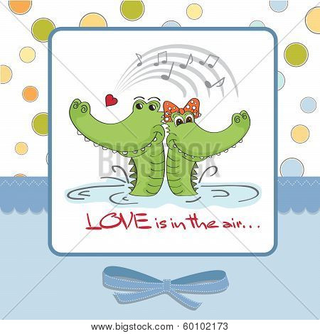 Crocodiles In Love.valentine's Day Card