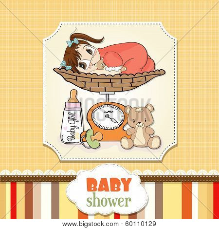 Beautiful Baby Girl On On Weighing Scale