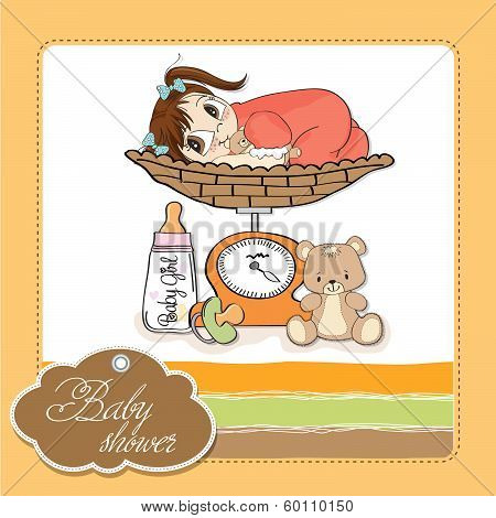 Beautiful Baby Girl On On Weighing Scale