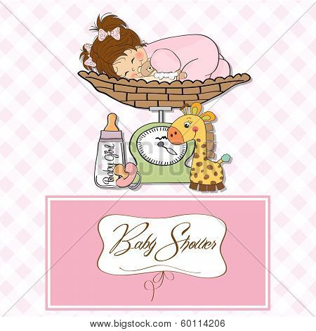Baby Girl On On Weighing Scale