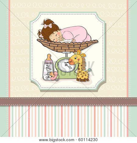 Baby Girl On On Weighing Scale