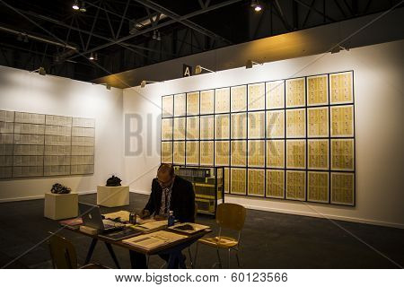 MADRID,SPAIN - 19 FEBRUARY 2014.Sculpture.Begins 2014 ARCO, the International Contemporary Art Fair in Madrid, Spain
