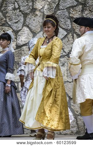 Spanish classical and popular dance, during the re-enactment of the War of Succession. September 4, 2010 in Brihuega, Spain