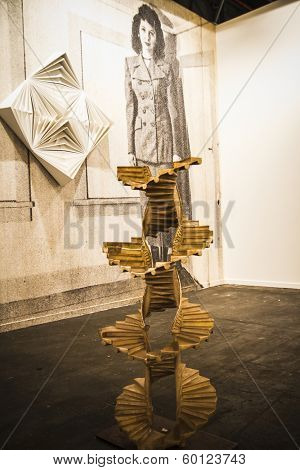 MADRID, SPAIN - 19 FEBRUARY 2014.Sculpture.Begins 2014 ARCO, the International Contemporary Art Fair in Madrid, Spain