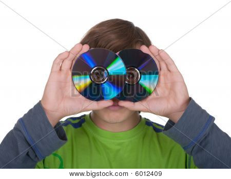 Teenager holder en Computer Disk For post