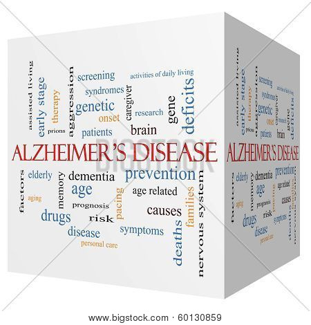 Alzheimer's Disease 3D Cube Word Cloud Concept