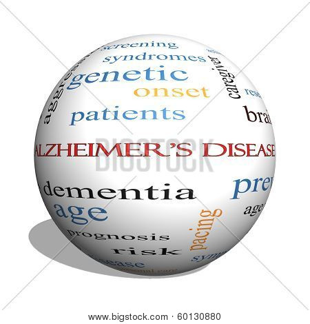 Alzheimer's Disease 3D Sphere Word Cloud Concept