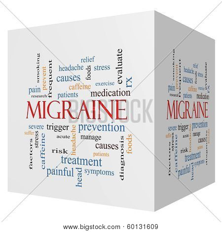 Migraine 3D Cube Word Cloud Concept