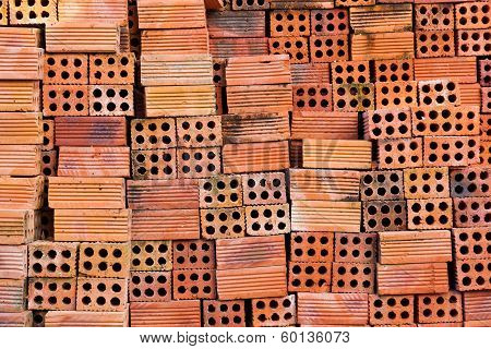 Red bricks for construction.