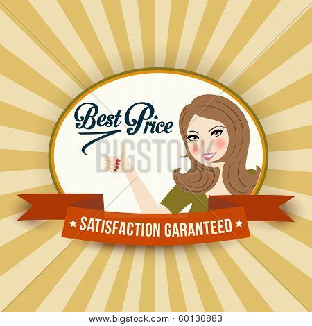 Retro Illlustration With A  Woman And Best Price Message