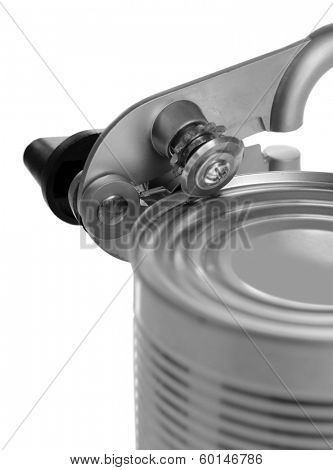 Can piercer with canned isolated on white