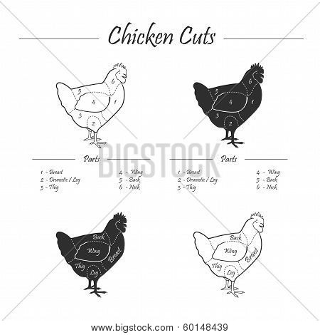 Chicken cut scheme - b&w