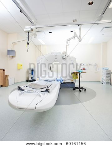 Empty CT scan room in hospital