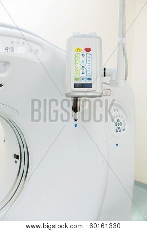CT scan machine in hospital room