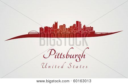 Pittsburgh Skyline In Red