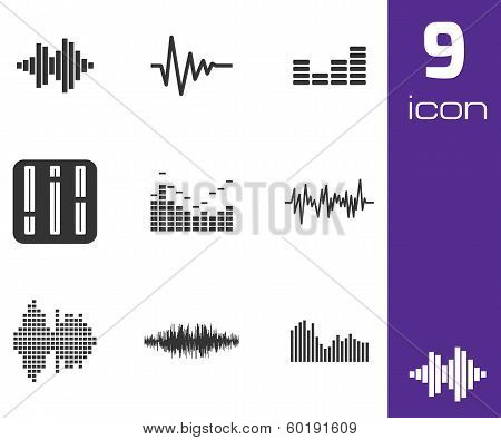 Vector black music soundwave icons set