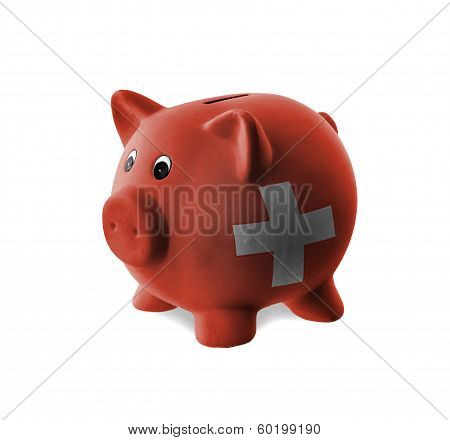 Ceramic Piggy Bank With Painting Of National Flag