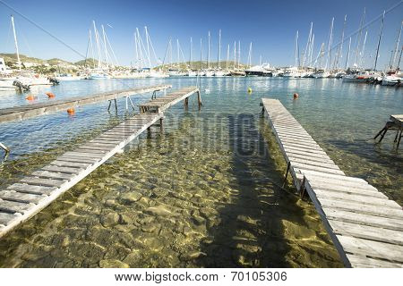 SYROS, GREECE - APR 30, 2014: Marina of Syros, is a Greek island in the Cyclades archipelago in the Aegean Sea, located 78 nautical miles (144 km) south-east of Athens. The largest town are Ermoupoli.