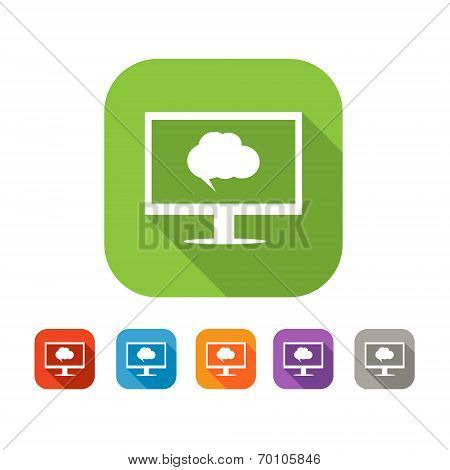 Color set of flat computer chat icon
