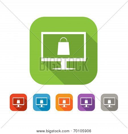 Color set of flat online shopping icon