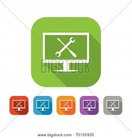 Color set of flat computer repair icon