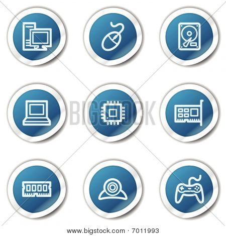 Serie di computer web icone, blu adesivo