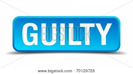 Guilty Blue 3D Realistic Square Isolated Button