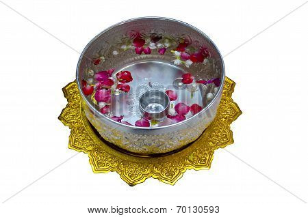 Silver Water Bowl On White