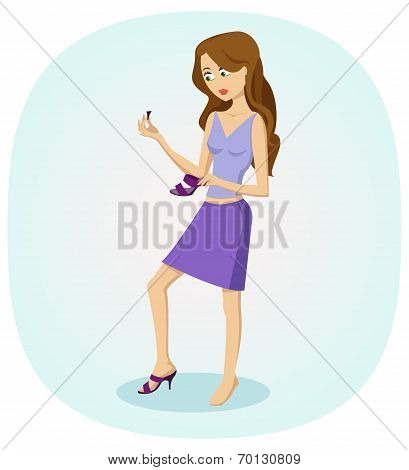A Girl Looking At Broken Heel