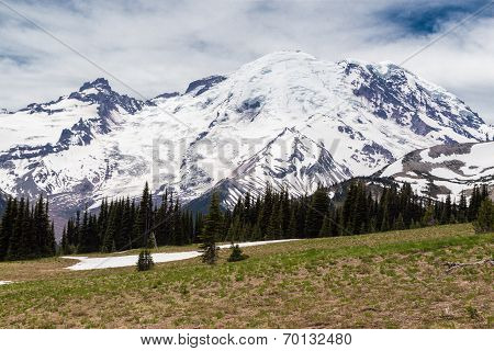 The north face of Mt. Rainier as seen from the Mt. Freemont Trail