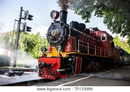 Steam Locomotive Blowing Off The Smoke