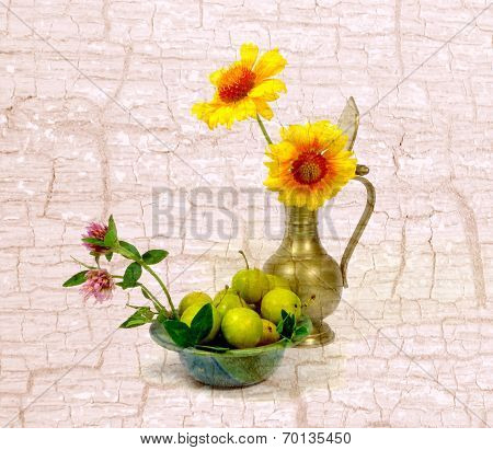 mirabelles with summerflowers
