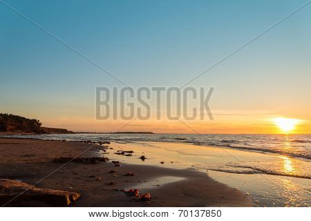 Ocean Beach At The Sunset