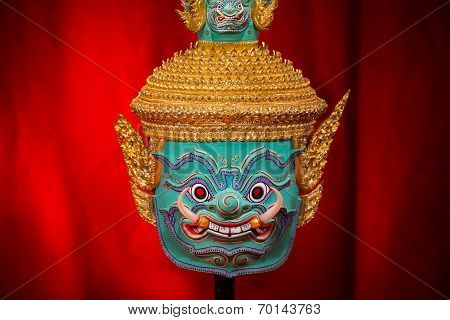 Hua Khon (Thai Traditional Mask) Used in Khon - Thai traditional dance of the Ramayana Saga