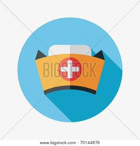 Nurse Hat Flat Icon With Long Shadow