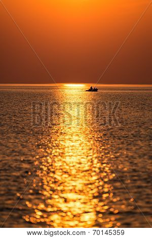boat in sunset