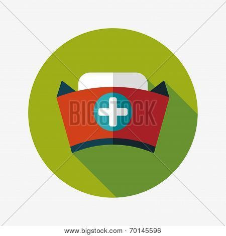 Nurse Hat Flat Icon With Long Shadow