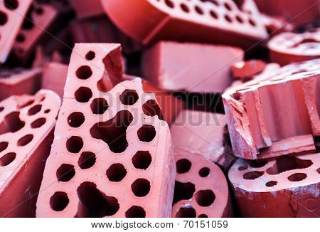 Pile Of New But Beaten Silicate Bricks
