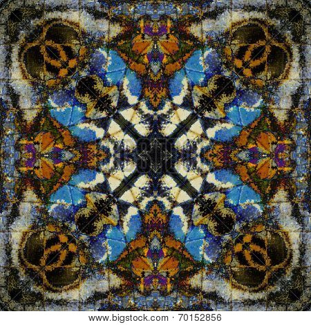 Exotic Brown And Blue Background  Texture Made Of Blue Pansy Butterfly Wing Pattern