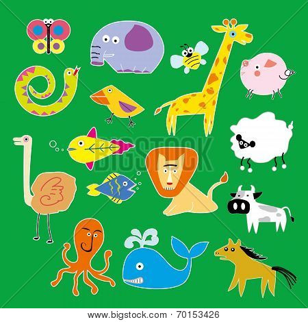 Zoo Animals Set Illustration
