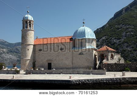 PERAST, MONTENEGRO - JUNE 08: Church of Our Lady of the Rocks, Perast, Montenegro, on June 08, 2012