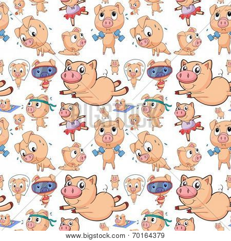 Illustration of different actions pigs