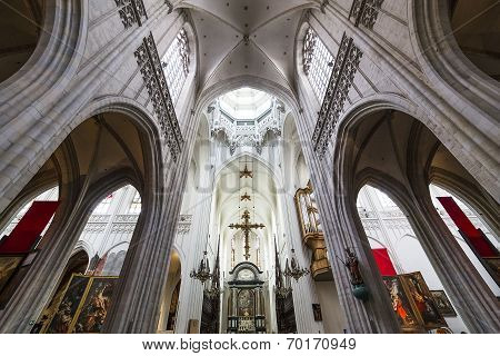 Interiors of Notre dame d'Anvers cathedral, Anvers, Belgium