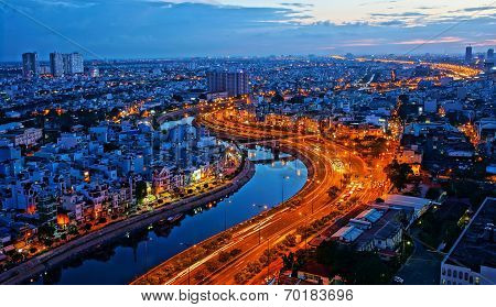 Impression Night Landscape Of Asia City
